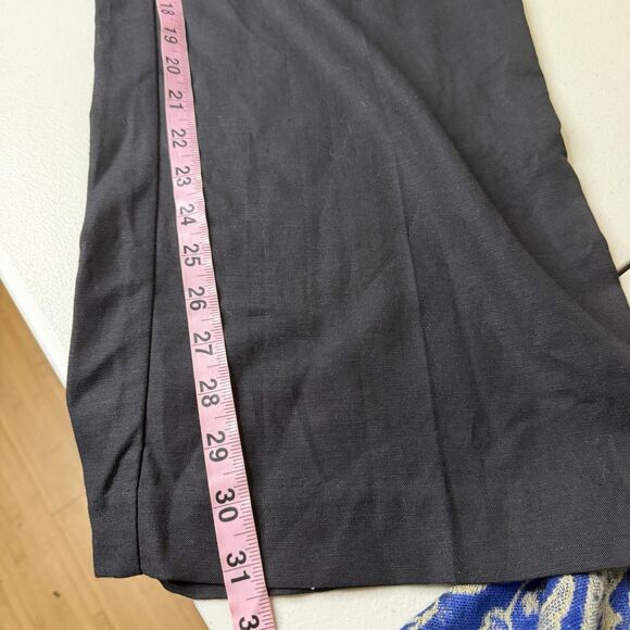 MNG by Mango Black Pleated Trouser Pants Womens 8 Contrast Trim Wide Leg Hi Rise - Picture 11 of 12